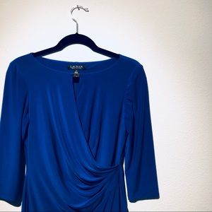 Peacock Blue Ruched Work Dress